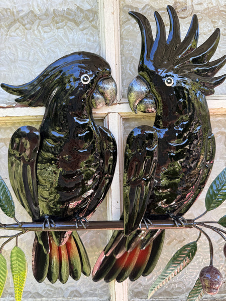 Black Cockatoos on a Branch