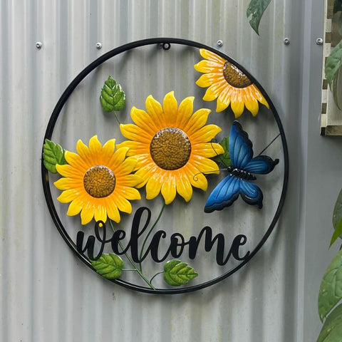 Butterfly and Sunflowers with Welcome