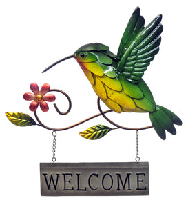 Hummingbird with Welcome Sign