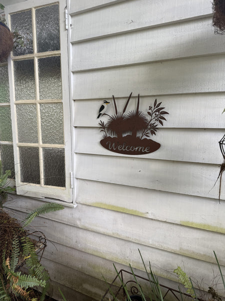 Kookaburra on Grass Trees with Welcome