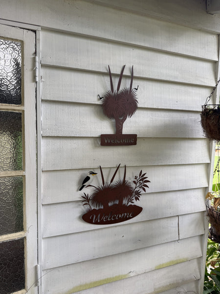 Kookaburra on Grass Trees with Welcome